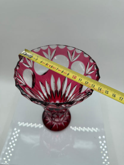 Vintage Kristallvase "Bamberg" von Nachtmann, Rubinrot Überfang handgeschliffen