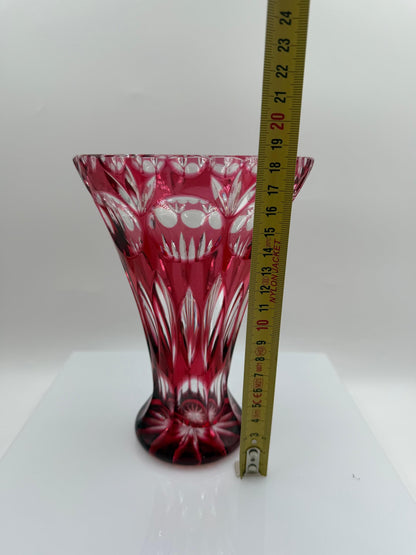 Vintage Kristallvase "Bamberg" von Nachtmann, Rubinrot Überfang handgeschliffen