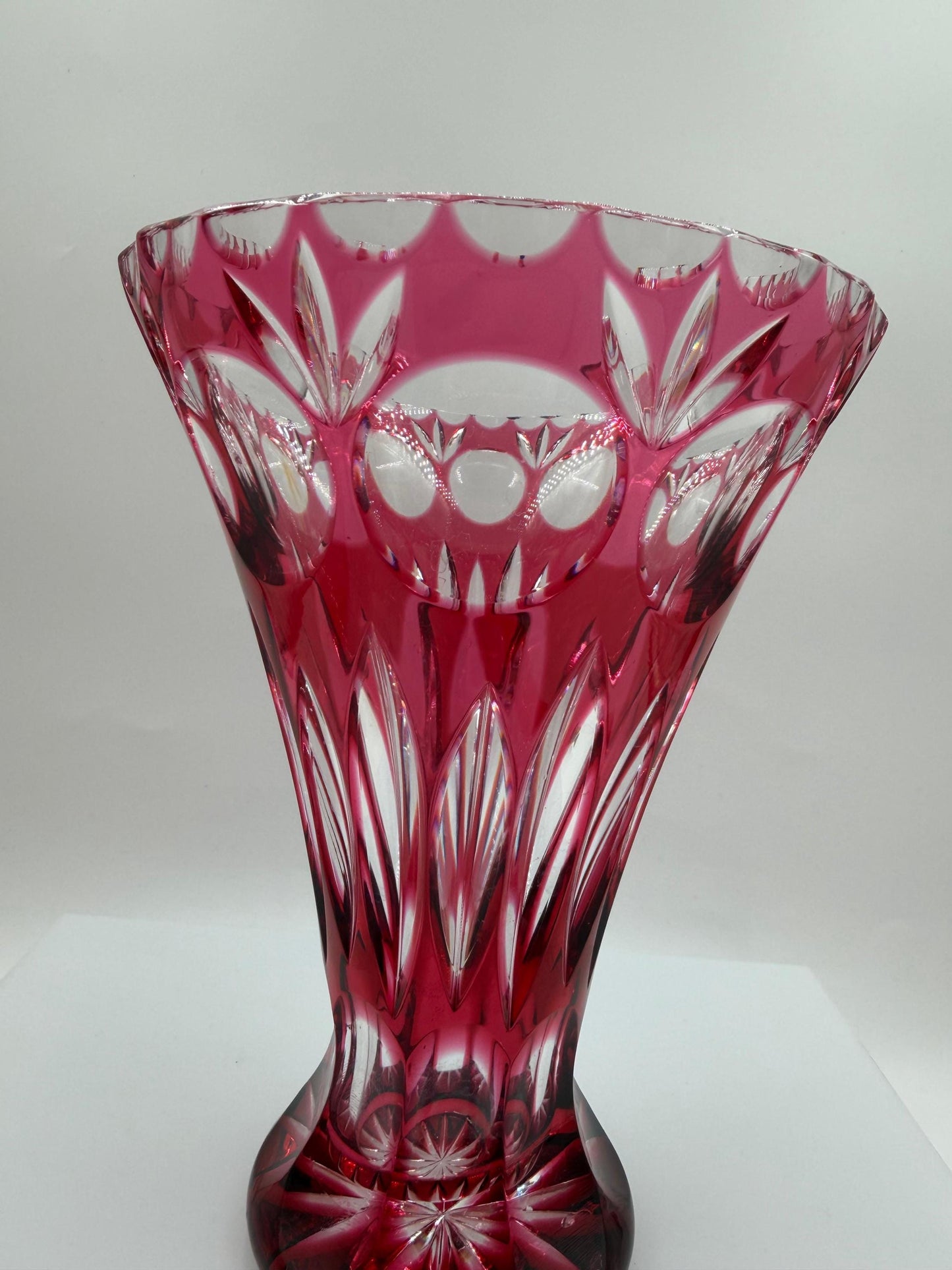 Vintage Kristallvase "Bamberg" von Nachtmann, Rubinrot Überfang handgeschliffen