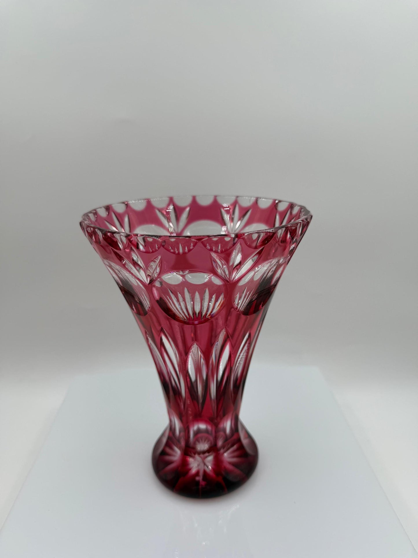 Vintage Kristallvase "Bamberg" von Nachtmann, Rubinrot Überfang handgeschliffen