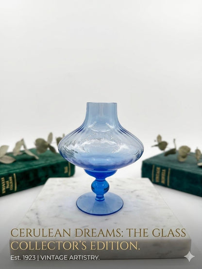 Vintage Glasvase von Lausitzer Glas, hellblau, mundgeblasen, Art Déco Stil, 1960er