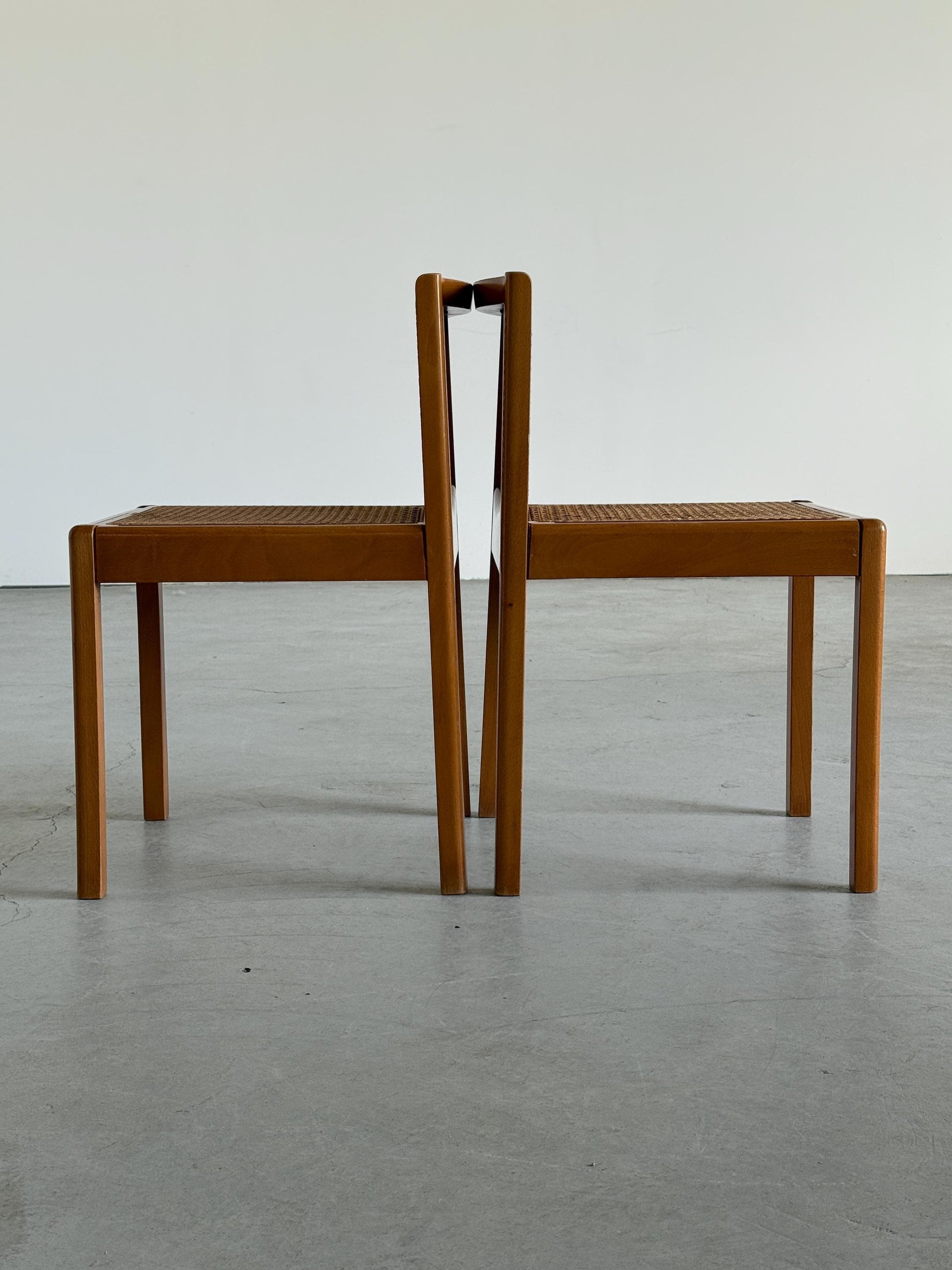Set von 4 Vintage Essstuhl aus Buche und Wiener Geflecht, Italienisch, 1970er