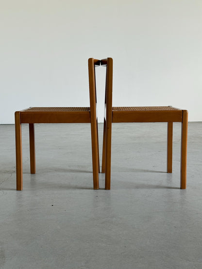 Set von 4 Vintage Essstuhl aus Buche und Wiener Geflecht, Italienisch, 1970er