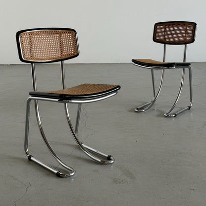 Set von 2 Vintage Freischwinger Essstuhl im Stil von Marcel Breuer für Italien