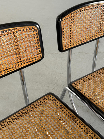 Set von 2 Vintage Freischwinger Essstuhl im Stil von Marcel Breuer für Italien