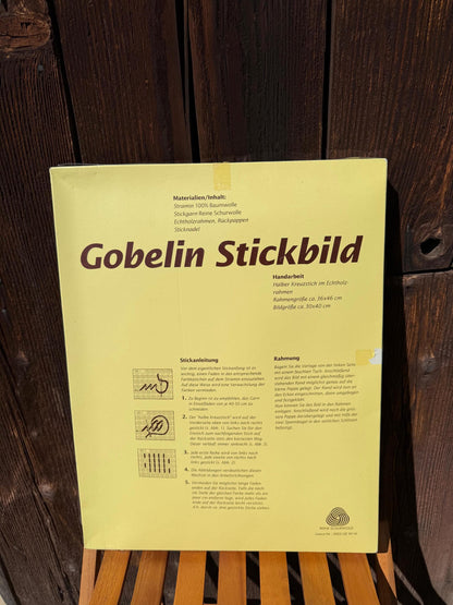 Vintage Gobelin Stickset Stillleben Frucht und Kerze, originalverpackt, unvollendet