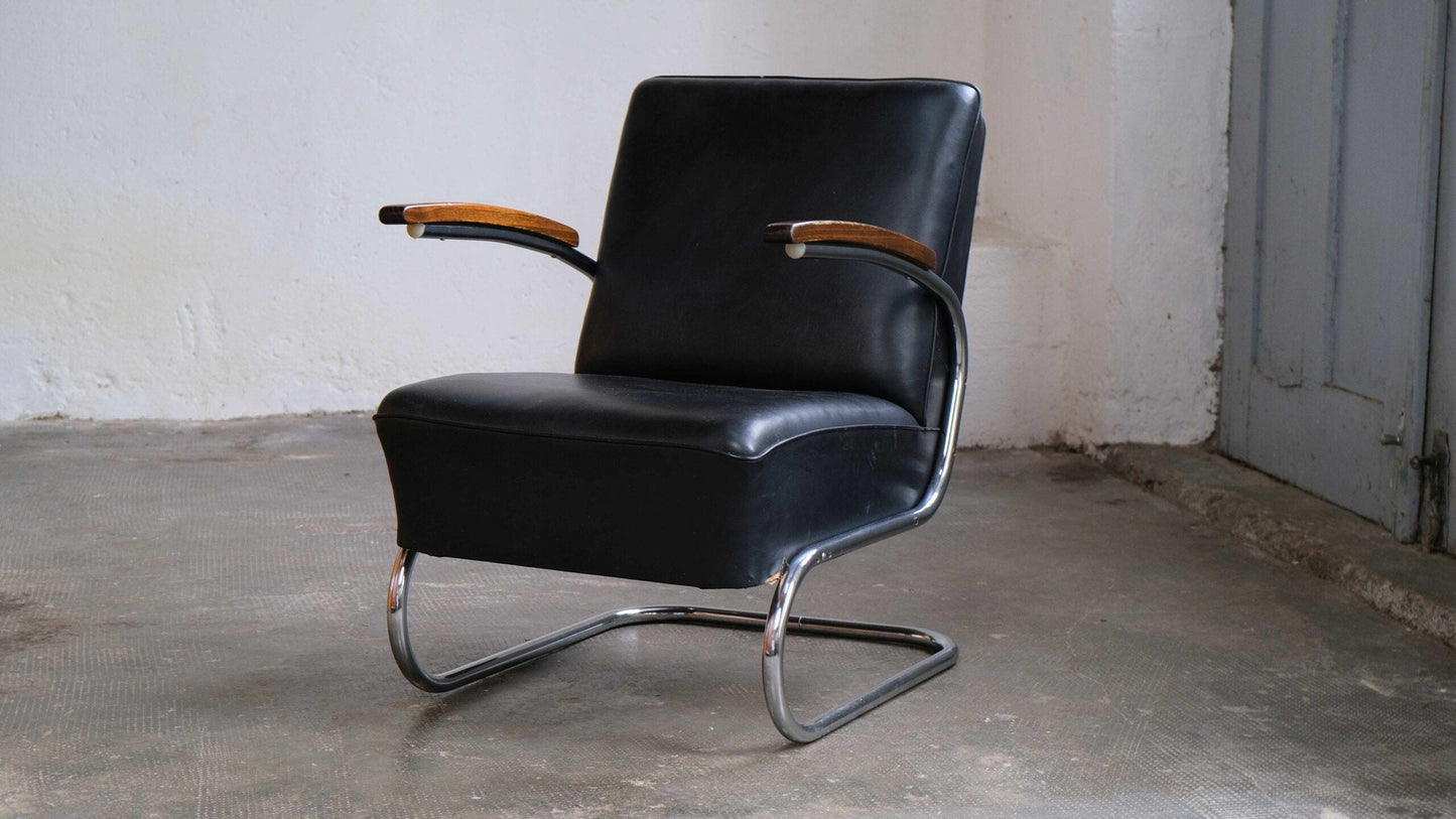 Vintage Sessel "S 411" von Thonet in Schwarz