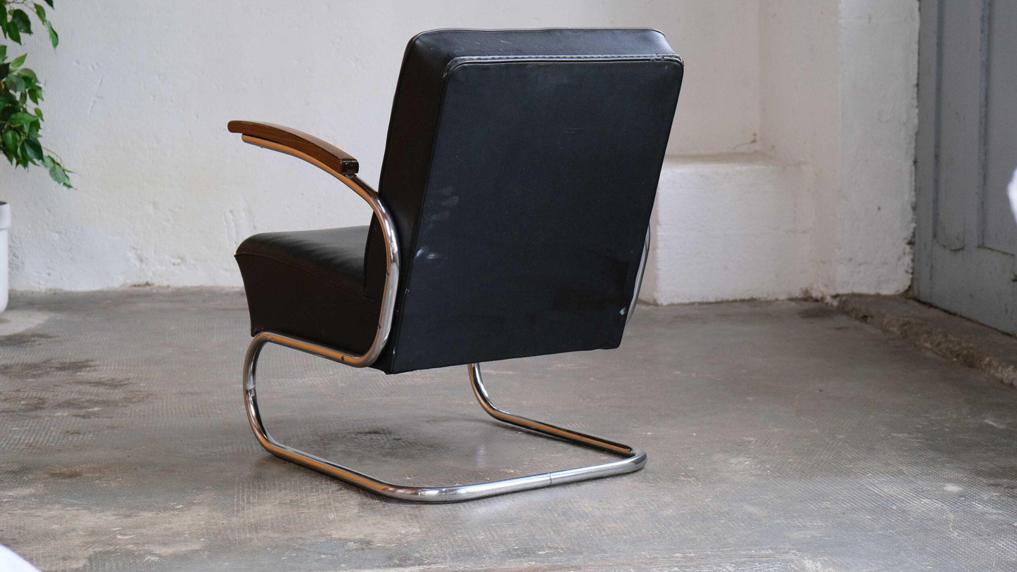 Vintage Sessel "S 411" von Thonet in Schwarz