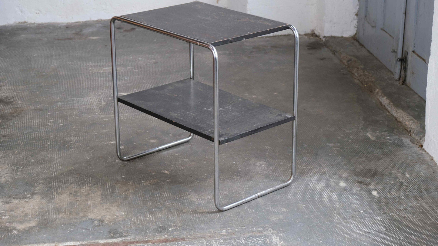 Vintage Bauhaus Regal mit verchromtem Stahlrohrgestell