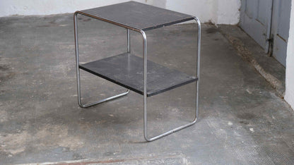 Vintage Bauhaus Regal mit verchromtem Stahlrohrgestell