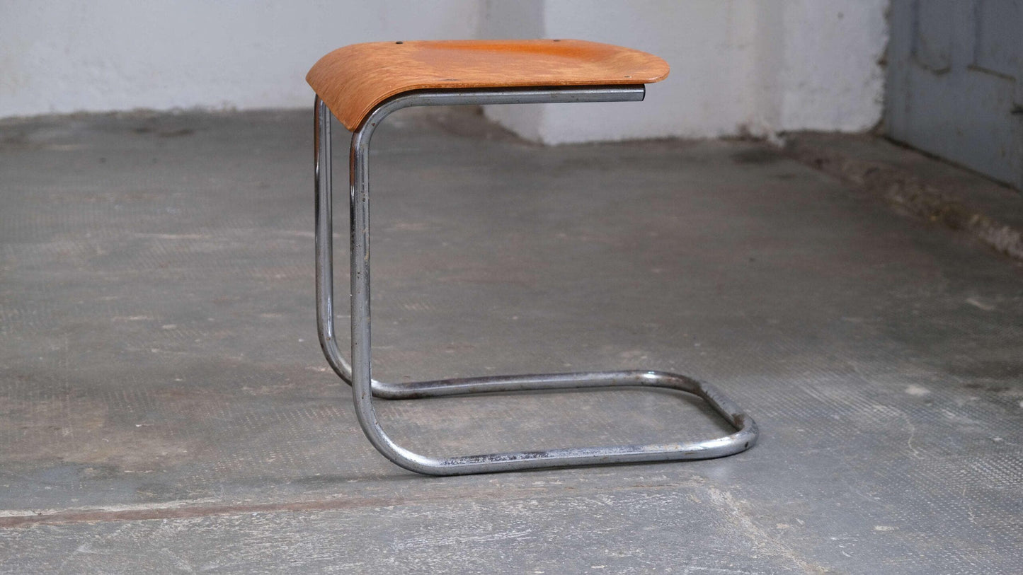 Vintage Bauhaus Hocker von Mart Stam in Hellbraun