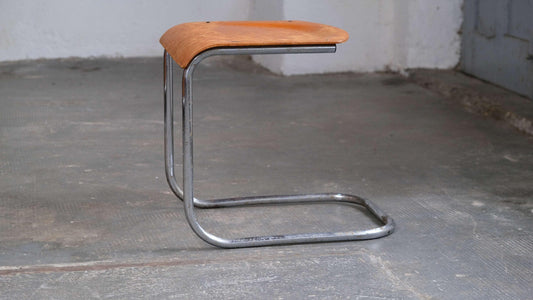 Vintage Bauhaus Hocker von Mart Stam in Hellbraun