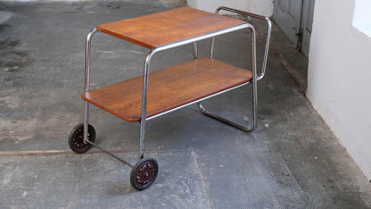 Vintage Servierwagen Bauhaus Stahlrohr