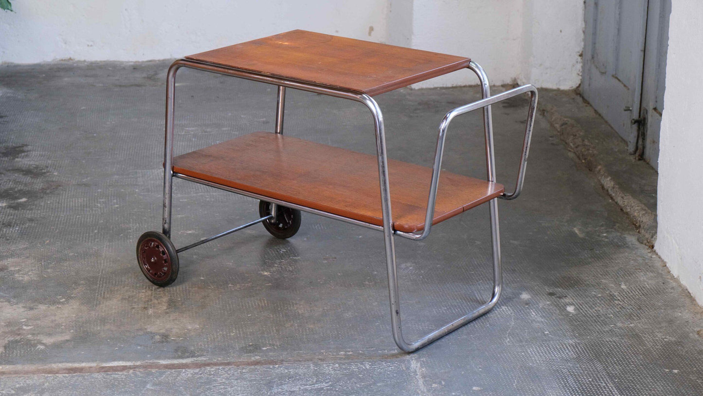 Vintage Servierwagen Bauhaus Stahlrohr