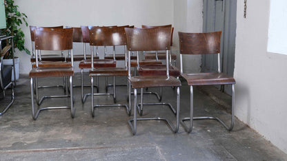 Vintage Bauhaus Freischwinger in dunkelbraun