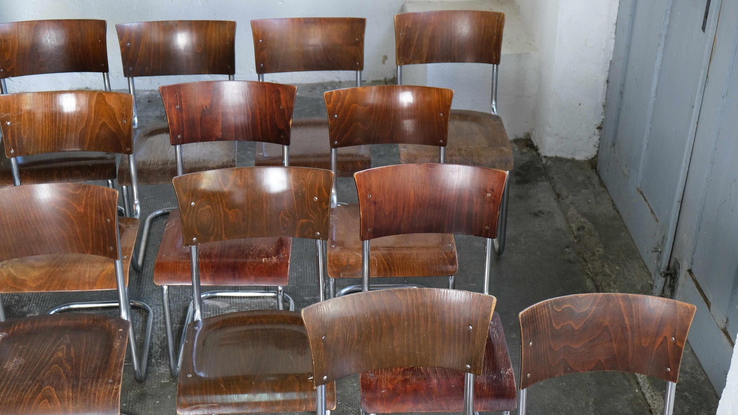 Vintage Bauhaus Freischwinger in dunkelbraun