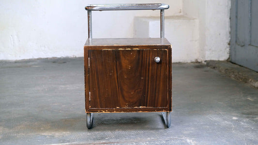 Vintage Bauhaus Nachtschrank mit Holzmalerei