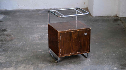 Vintage Bauhaus Nachtschrank mit Holzmalerei