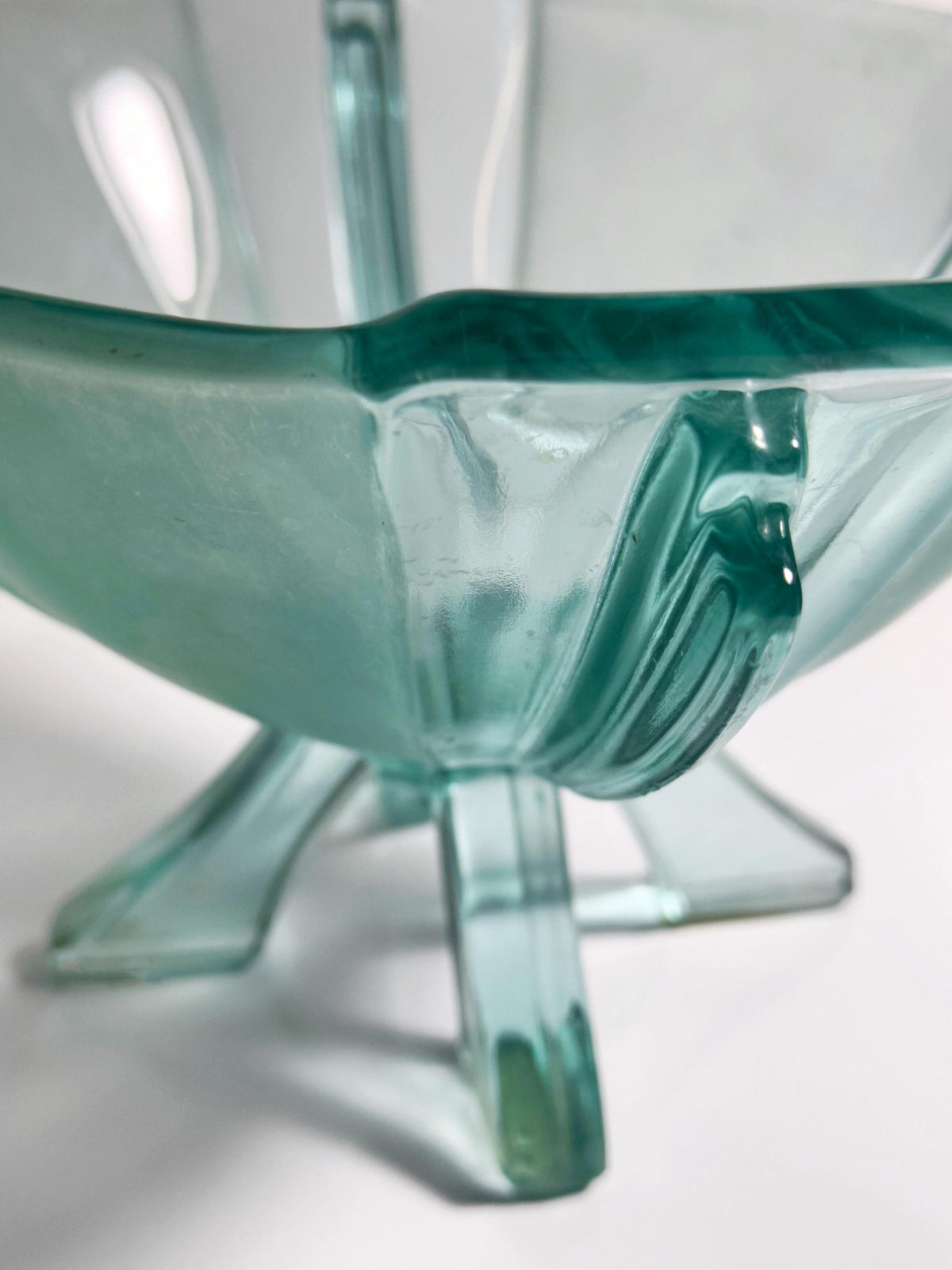 Vintage Art-Deco Fußschale Nr. 19283 von Stölzle, Aqua
