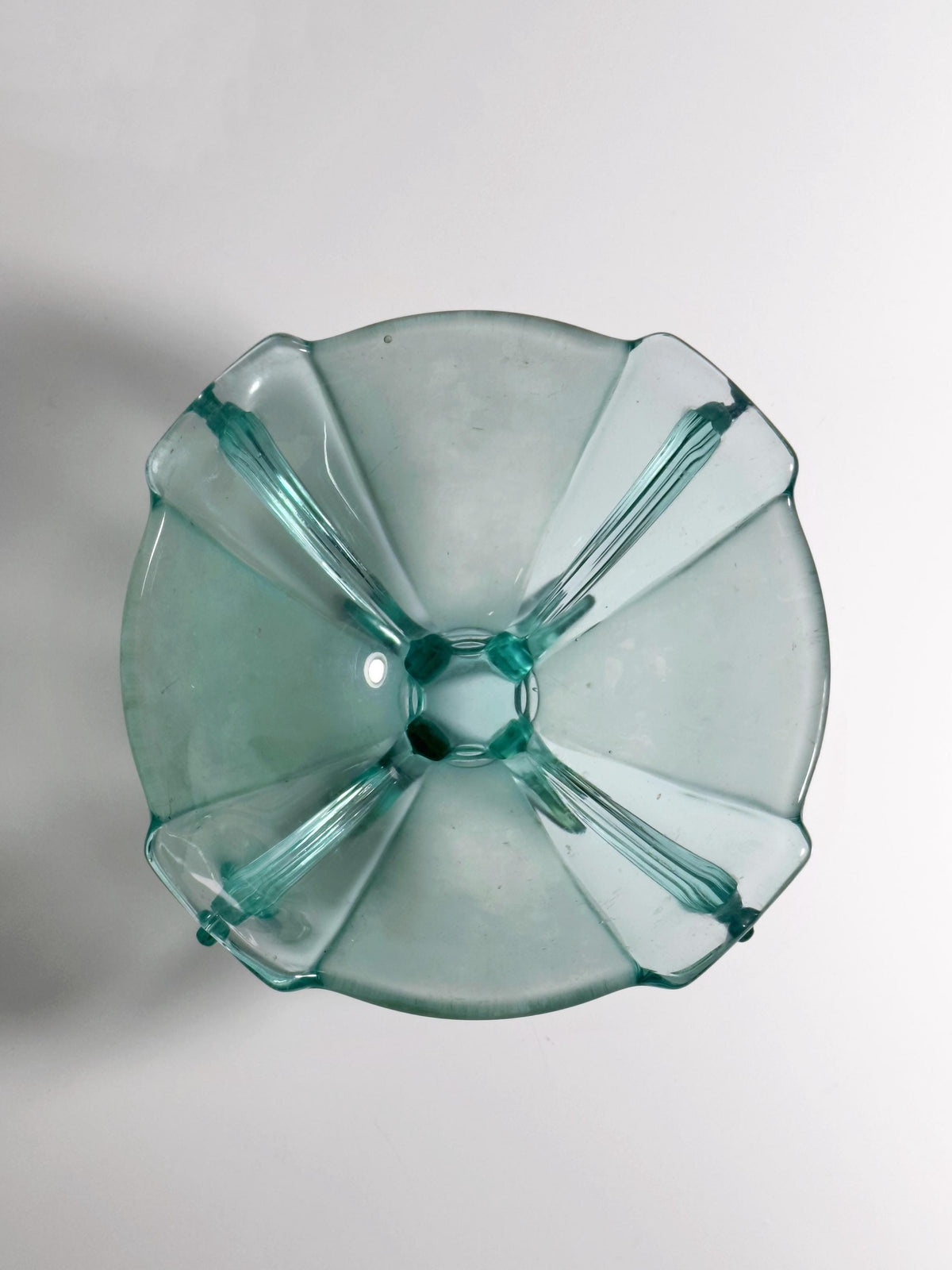 Vintage Art-Deco Fußschale Nr. 19283 von Stölzle, Aqua