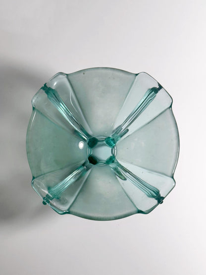 Vintage Art-Deco Fußschale Nr. 19283 von Stölzle, Aqua