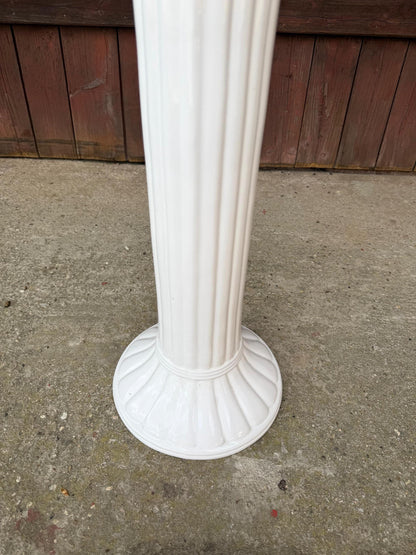 Vintage Blumensäule Blumenständer weiß glänzend Keramik kanneliert