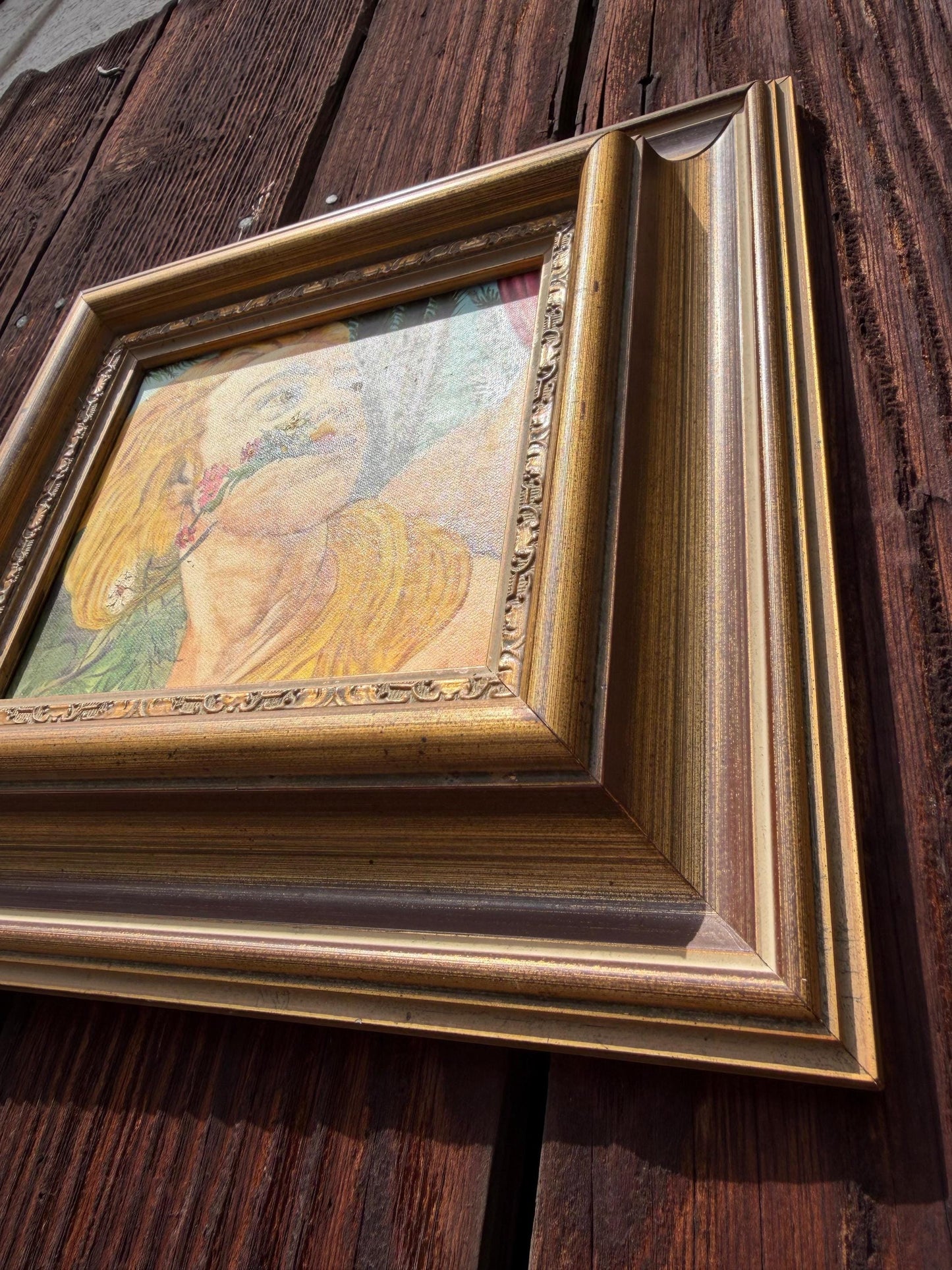Vintage Ölgemälde nach Botticelli "La Primavera" mit goldfarbenem Barockrahmen