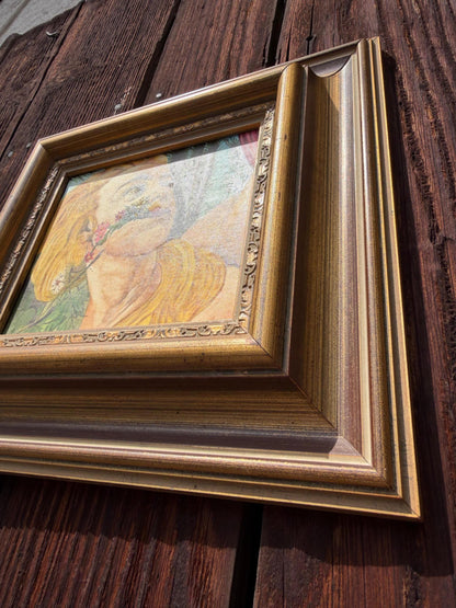 Vintage Ölgemälde nach Botticelli "La Primavera" mit goldfarbenem Barockrahmen