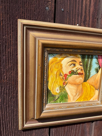 Vintage Ölgemälde nach Botticelli "La Primavera" mit goldfarbenem Barockrahmen