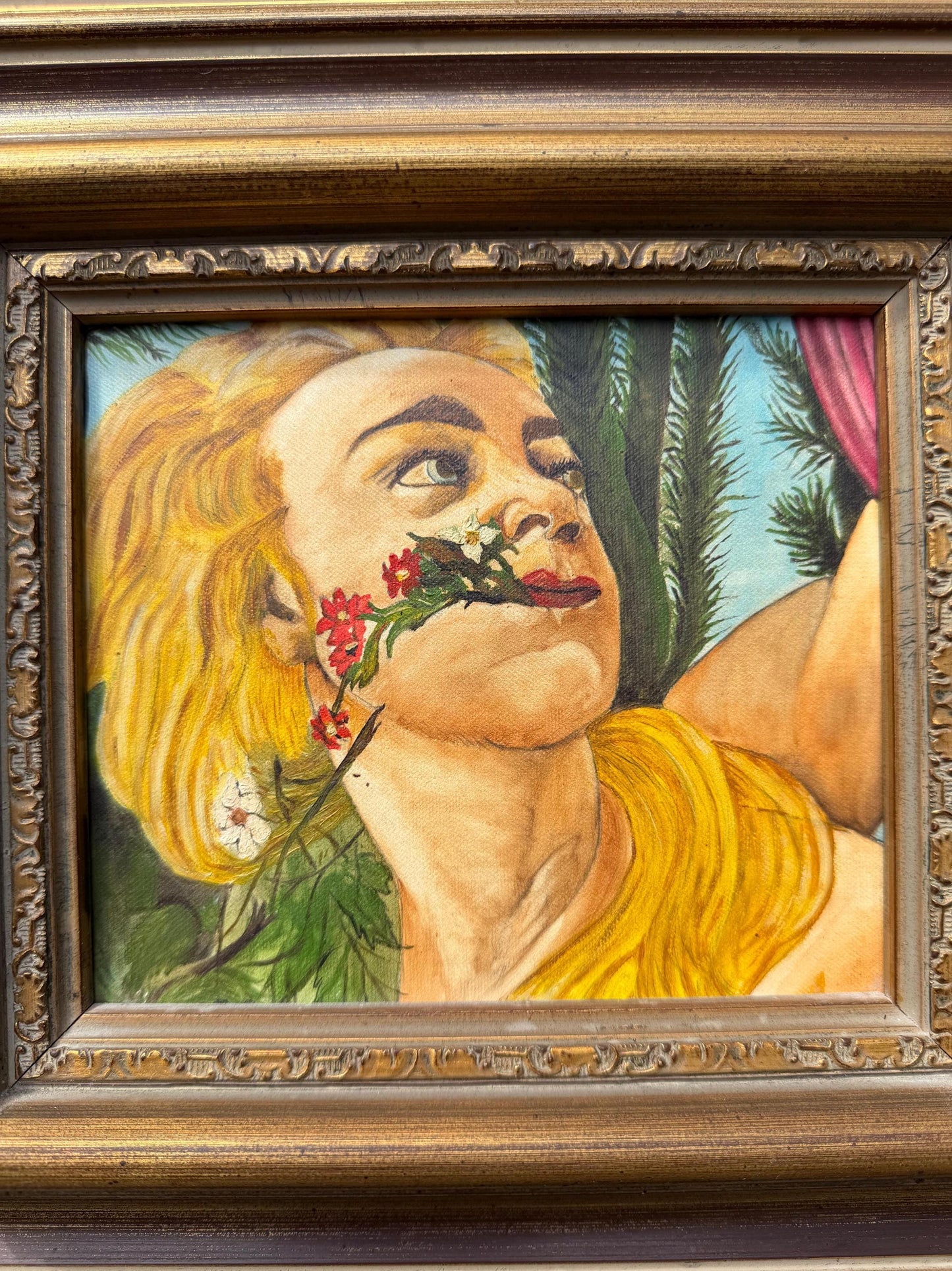 Vintage Ölgemälde nach Botticelli "La Primavera" mit goldfarbenem Barockrahmen