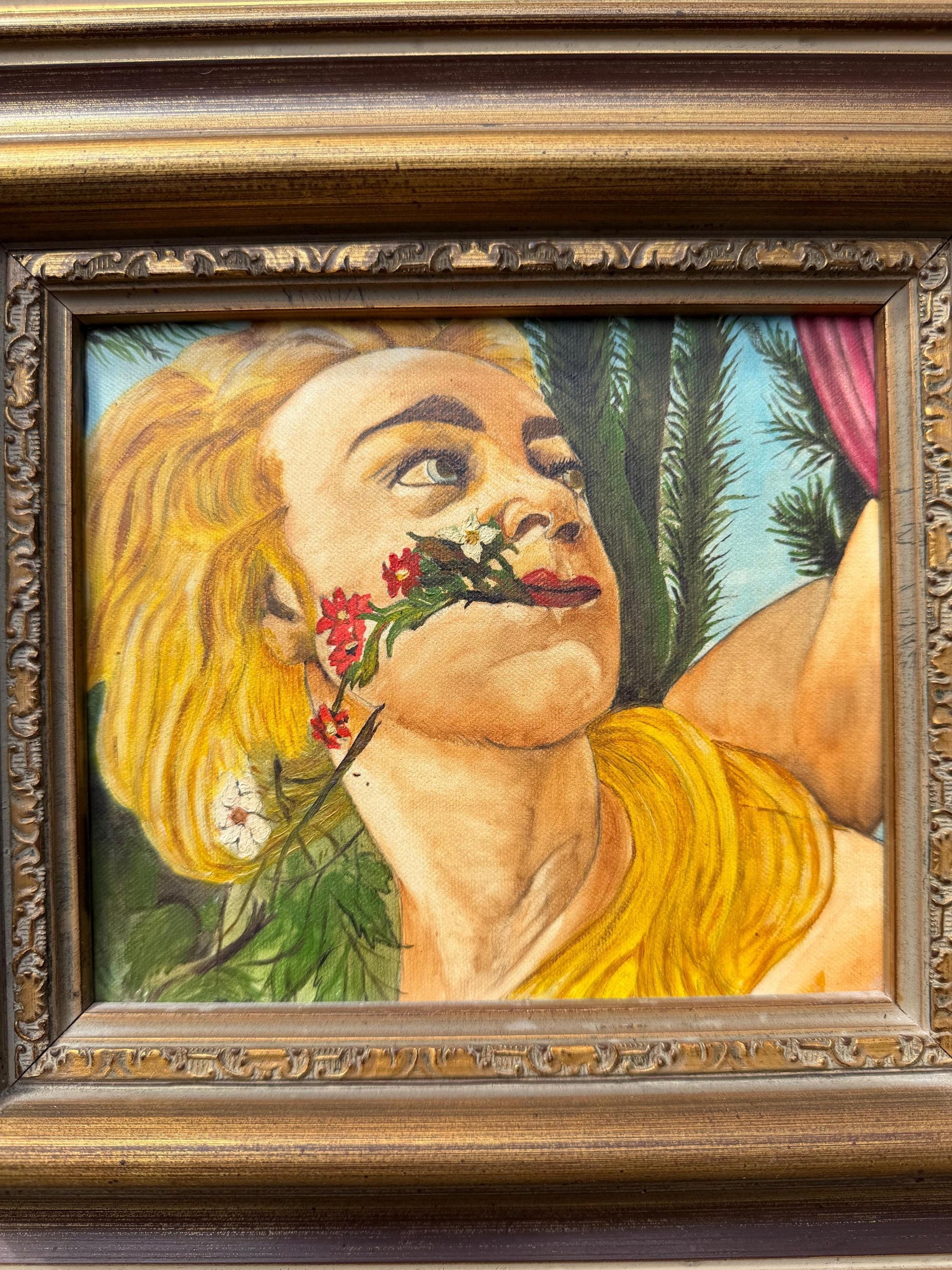 Vintage Ölgemälde nach Botticelli "La Primavera" mit goldfarbenem Barockrahmen