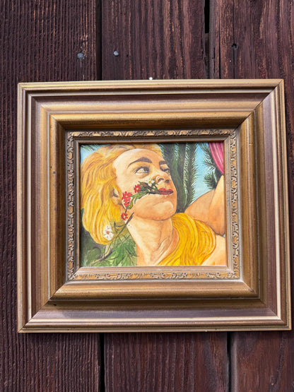 Vintage Ölgemälde nach Botticelli "La Primavera" mit goldfarbenem Barockrahmen