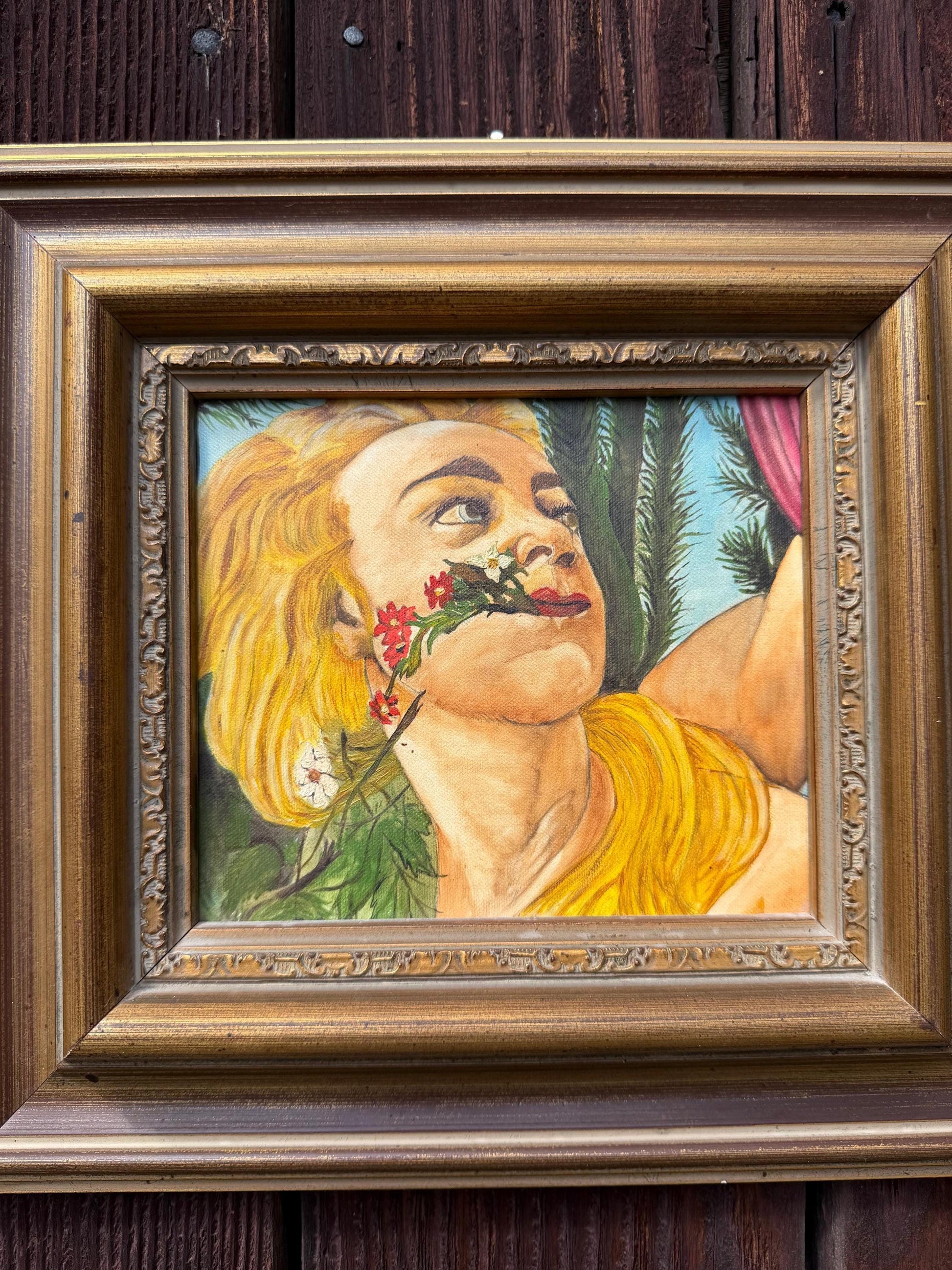 Vintage Ölgemälde nach Botticelli "La Primavera" mit goldfarbenem Barockrahmen