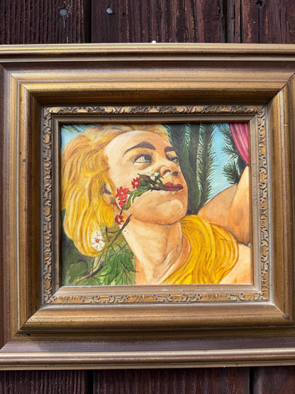 Vintage Ölgemälde nach Botticelli "La Primavera" mit goldfarbenem Barockrahmen