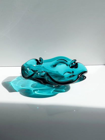 Vintage Murano Glas-Aschenbecher in Türkisgrün, Italien 1960er