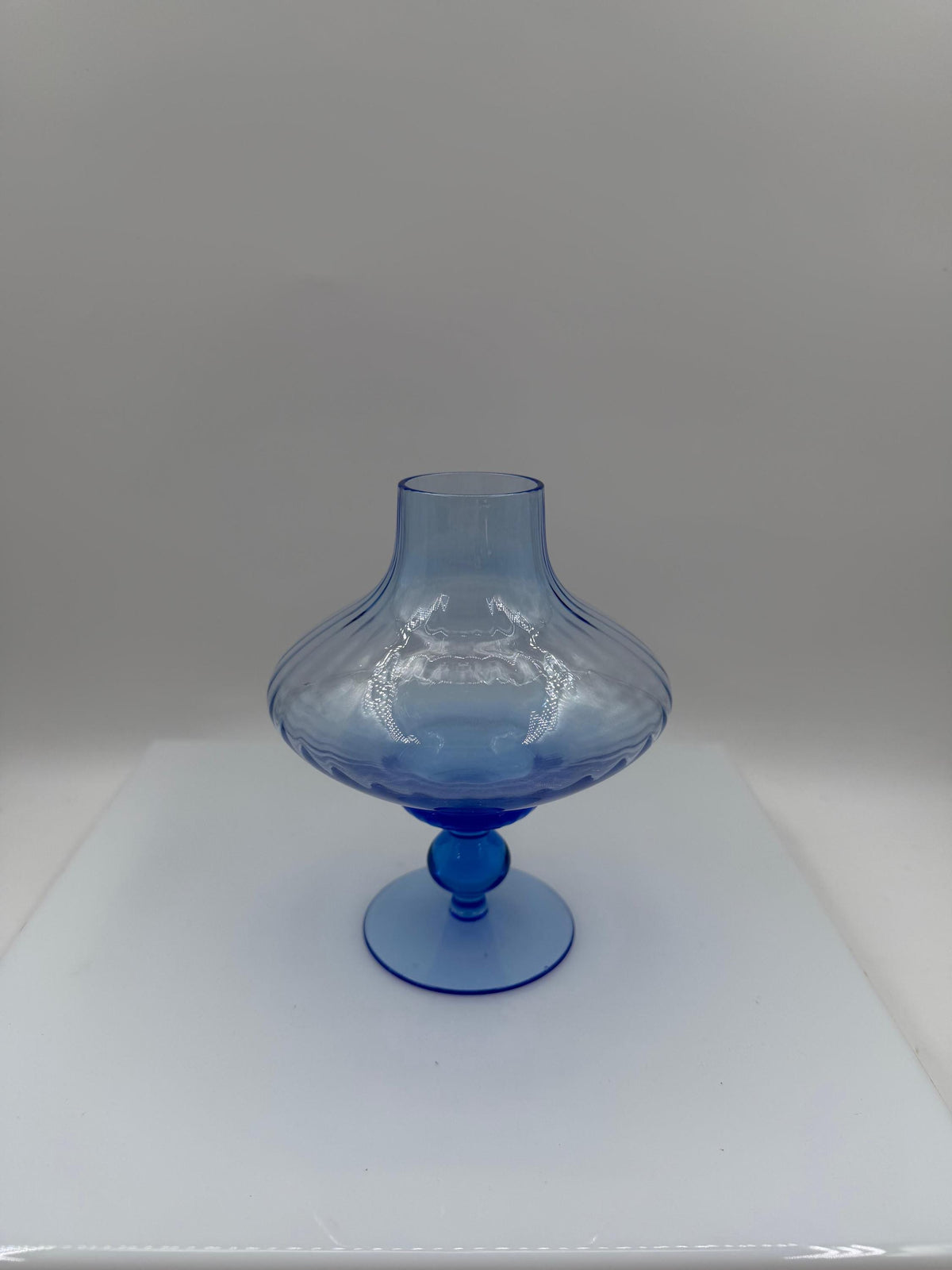 Vintage Glasvase von Lausitzer Glas, hellblau, mundgeblasen, Art Déco Stil, 1960er