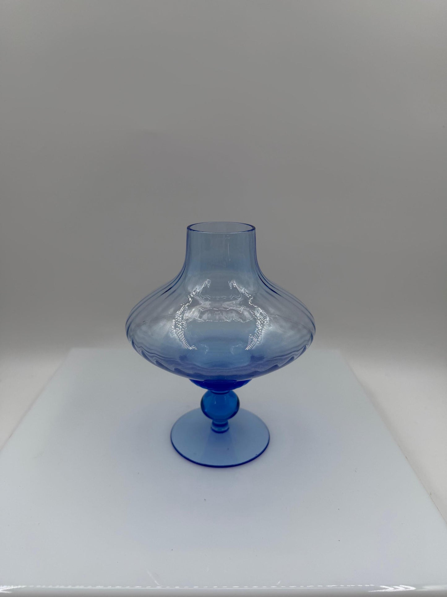 Vintage Glasvase von Lausitzer Glas, hellblau, mundgeblasen, Art Déco Stil, 1960er