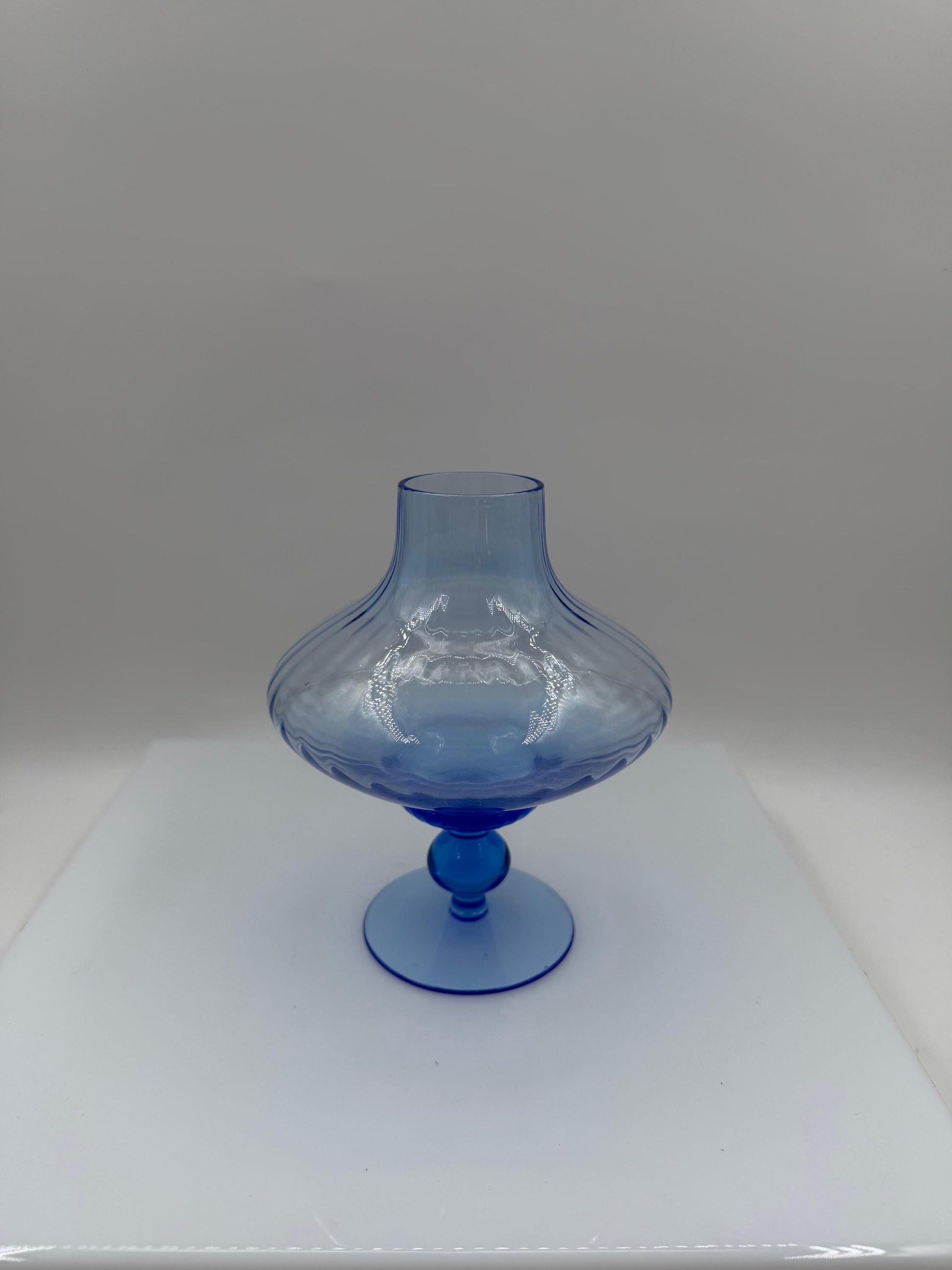 Vintage Glasvase von Lausitzer Glas, hellblau, mundgeblasen, Art Déco Stil, 1960er