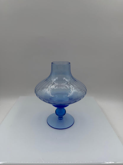 Vintage Glasvase von Lausitzer Glas, hellblau, mundgeblasen, Art Déco Stil, 1960er
