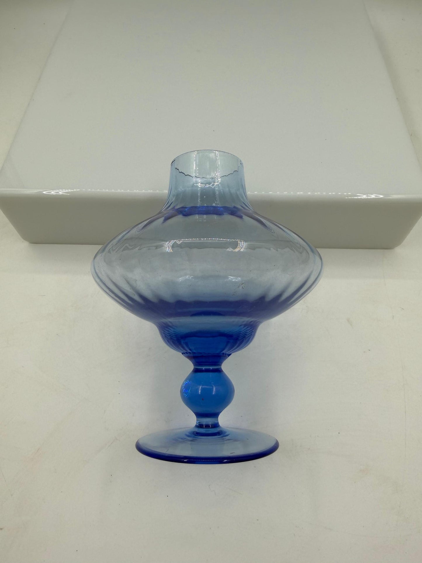 Vintage Glasvase von Lausitzer Glas, hellblau, mundgeblasen, Art Déco Stil, 1960er