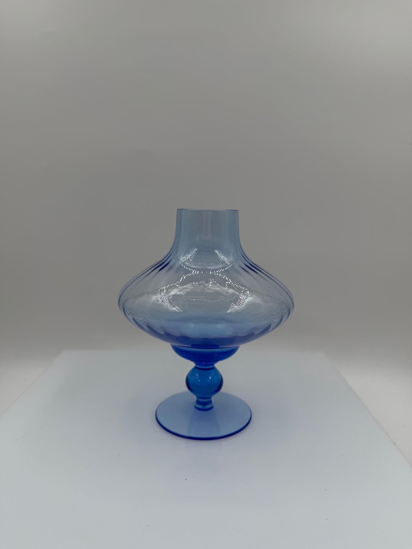 Vintage Glasvase von Lausitzer Glas, hellblau, mundgeblasen, Art Déco Stil, 1960er