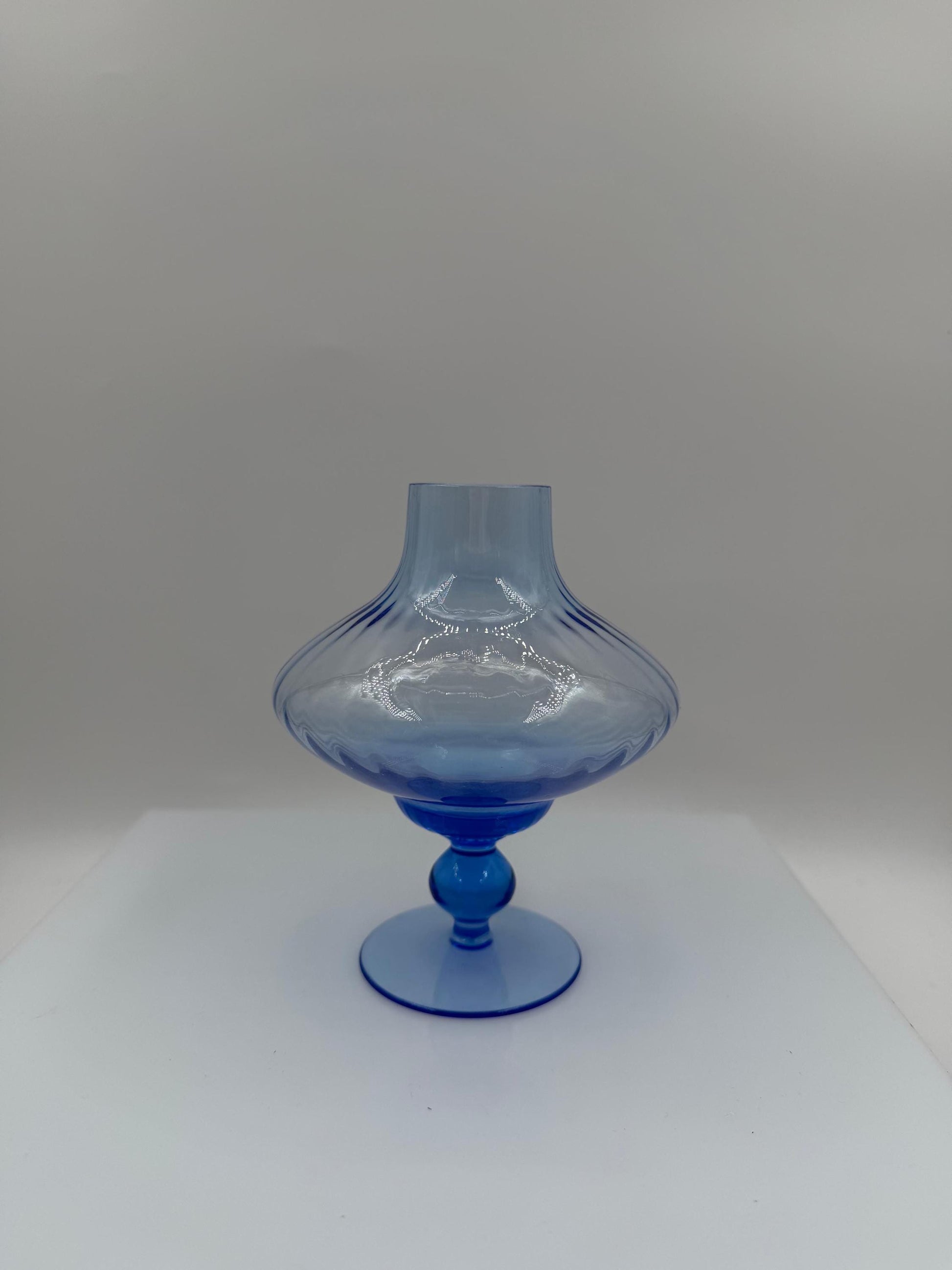 Vintage Glasvase von Lausitzer Glas, hellblau, mundgeblasen, Art Déco Stil, 1960er