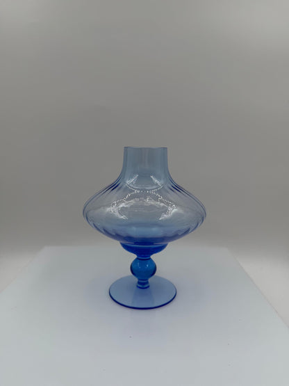 Vintage Glasvase von Lausitzer Glas, hellblau, mundgeblasen, Art Déco Stil, 1960er
