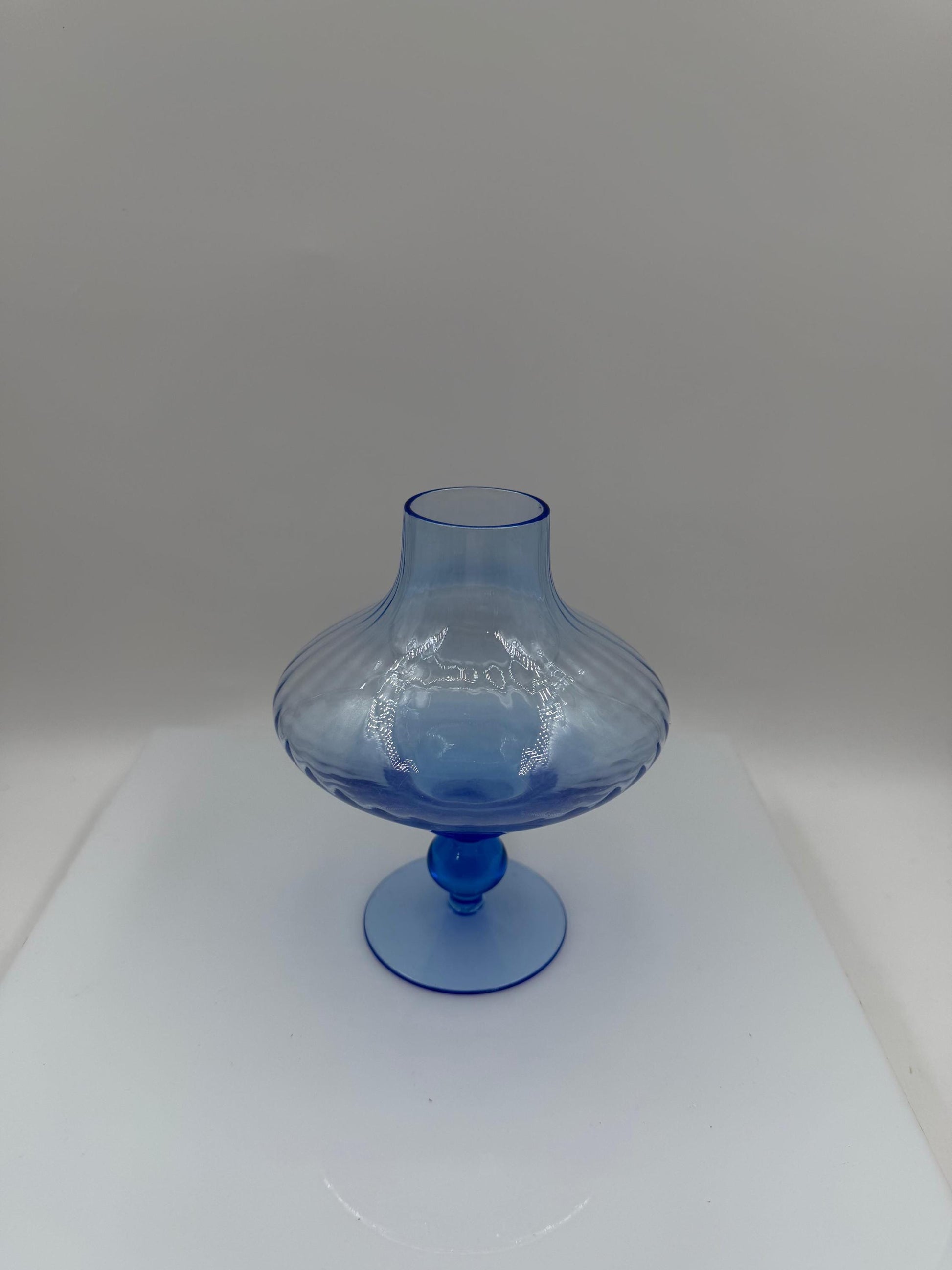 Vintage Glasvase von Lausitzer Glas, hellblau, mundgeblasen, Art Déco Stil, 1960er