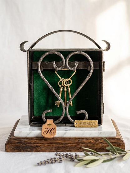 Vintage Schmuckschale aus Messing mit Henkel und durchbrochenem Muster