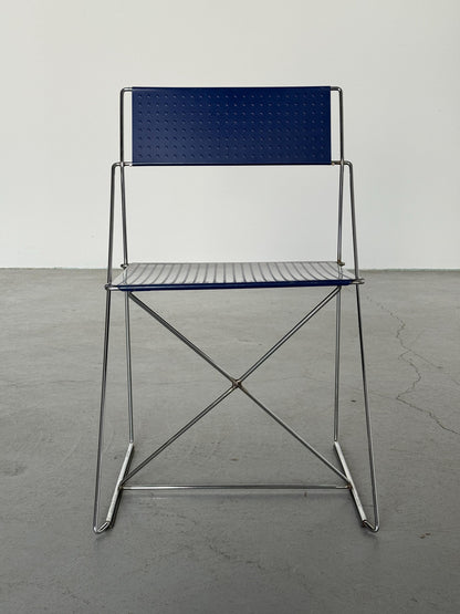 Vintage Stuhl X-Line von Niels Jørgen Haugesen für Magis, blau