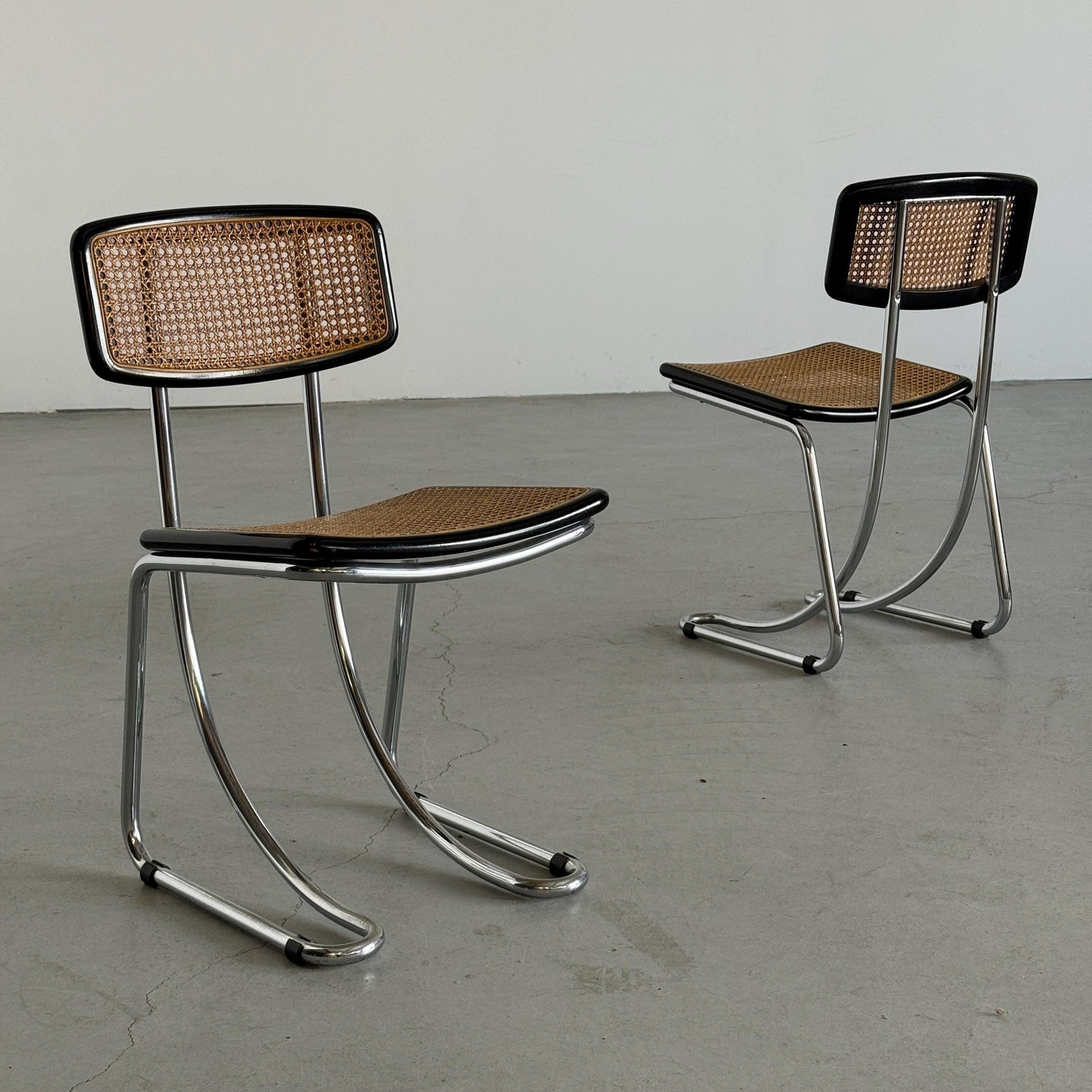Set von 2 Vintage Freischwinger Essstuhl im Stil von Marcel Breuer für Italien