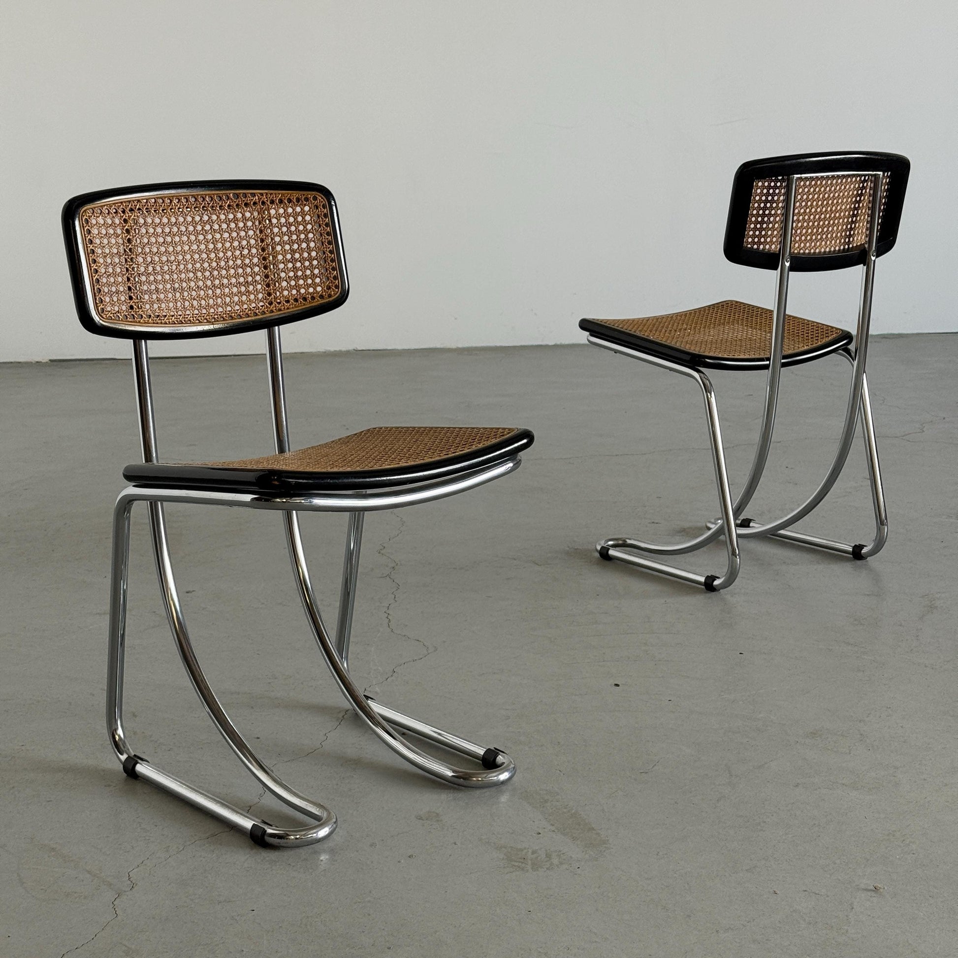 Set von 2 Vintage Freischwinger Essstuhl im Stil von Marcel Breuer für Italien
