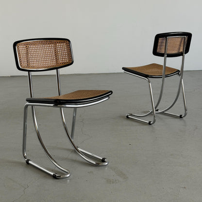 Set von 2 Vintage Freischwinger Essstuhl im Stil von Marcel Breuer für Italien