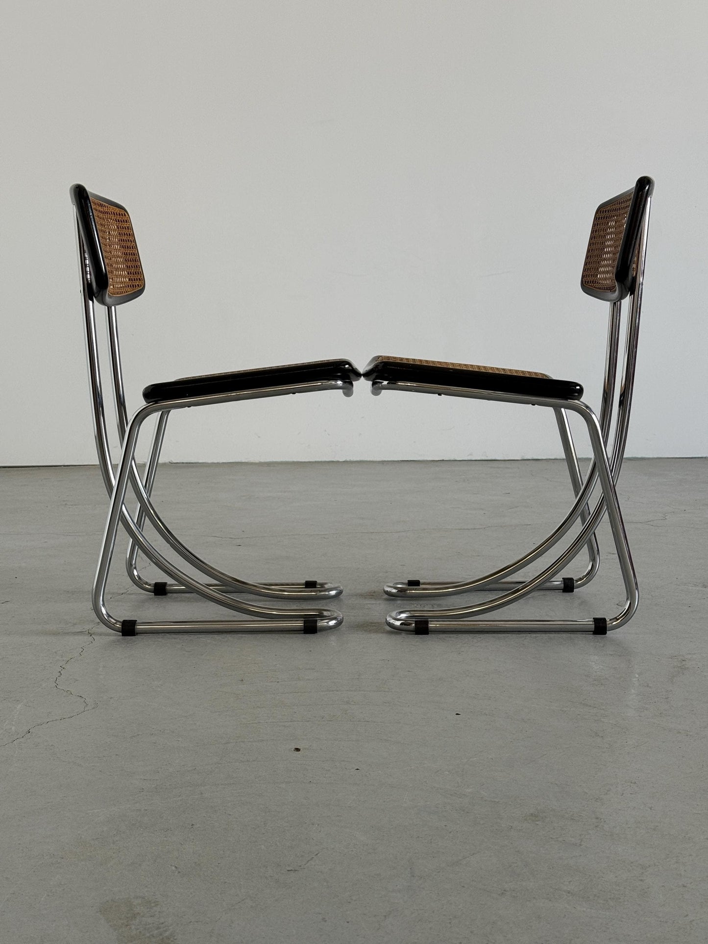 Set von 2 Vintage Freischwinger Essstuhl im Stil von Marcel Breuer für Italien